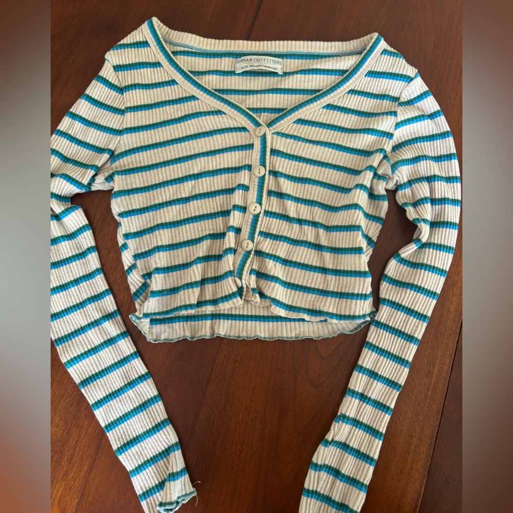 Urban Outfitters Blue and White Striped Sweater